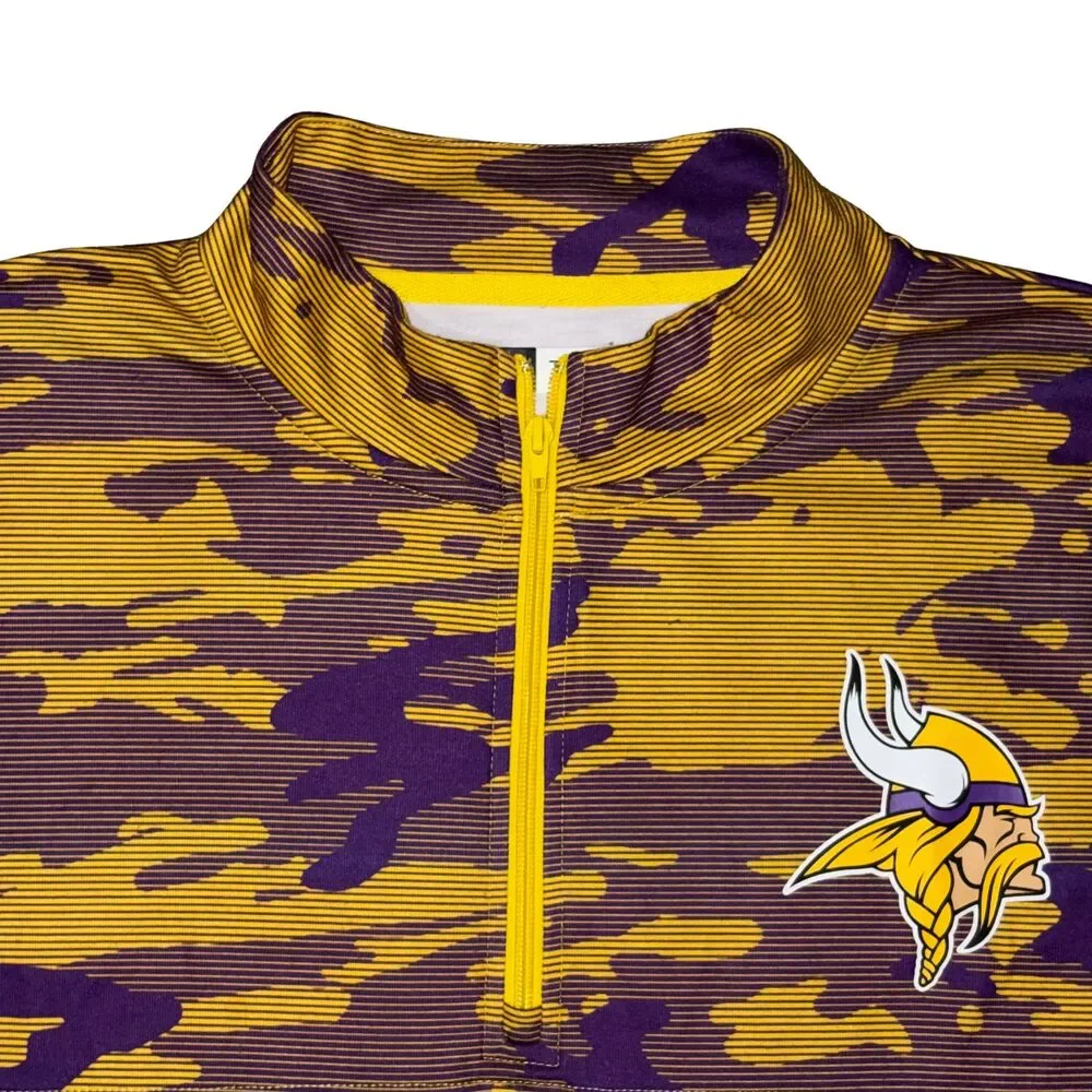 Zubaz Minnesota Vikings NFL Mens XL Gray Camo 1/4 Zip Fleece Pullover